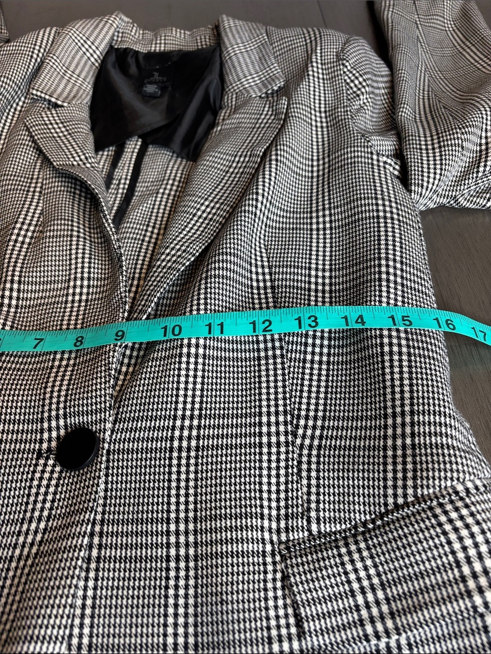 ❤️ Women's Glen Plaid One-Button Blazer Black White Petite Small Jules & Leopold - Picture 6 of 11